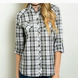 Black and white flannel style shirt